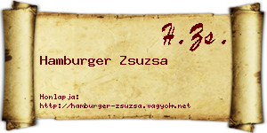 Hamburger Zsuzsa névjegykártya
